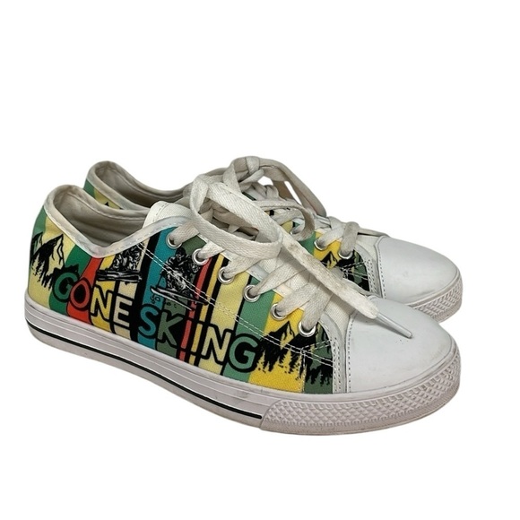 Shoes - GONE SKIING Shoes Converse Style Sneakers Yellow White Green Size 7 Women 5 Mens